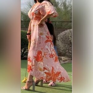 ATL Anthropologie High Low Floral Maxi Dress size Medium